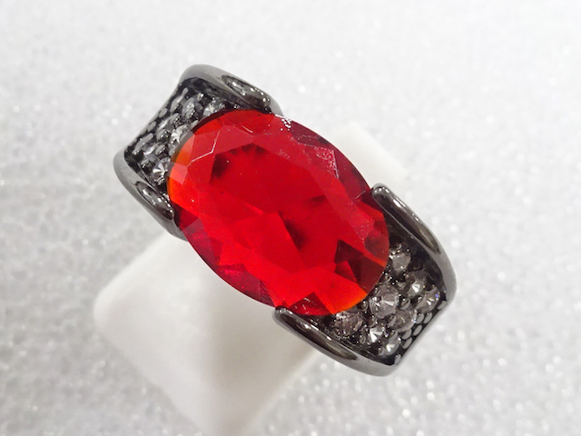 JAPANESE KIMONO / ANTIQUE COLORED STONE RING (SIZE 19)